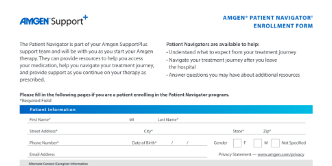 Amgen® Patient Navigator enrollment form